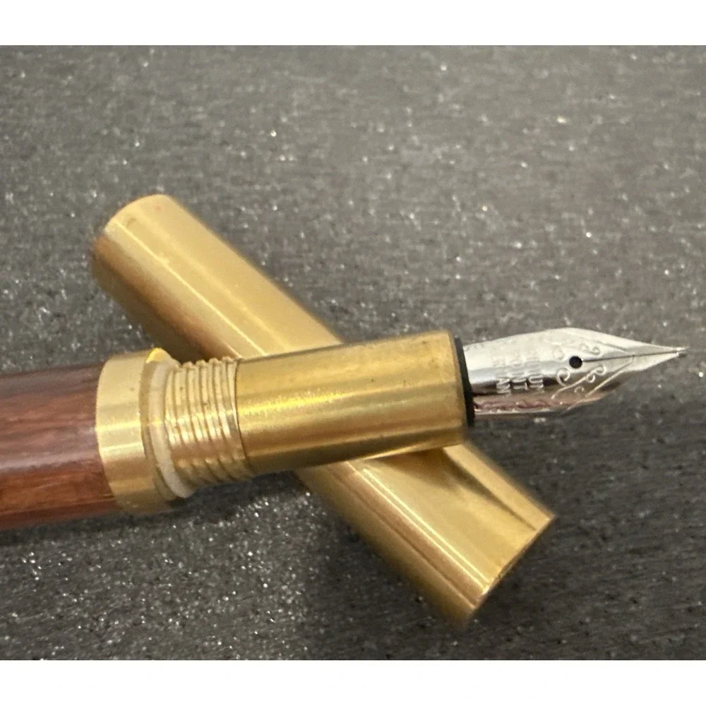 Vintage Brass Sandalwood Fountain Pen Premium Writing Gift Stationery
